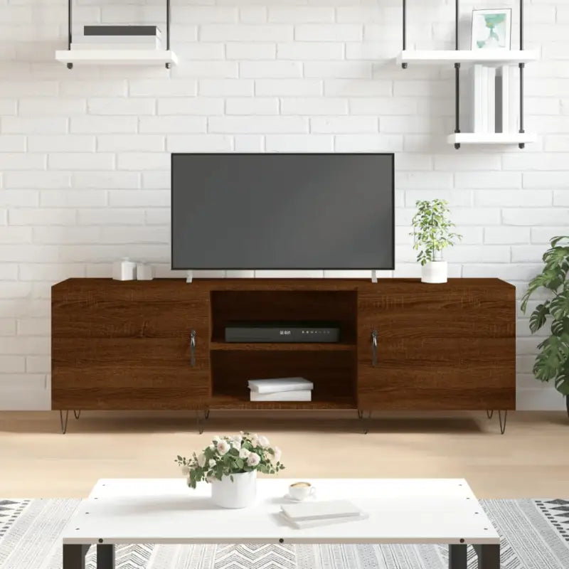 Tv-meubels van bewerkt hout met ijzeren poten voor een trendy uitstraling - bruin eikenkleur / 1 - Tv-meubels