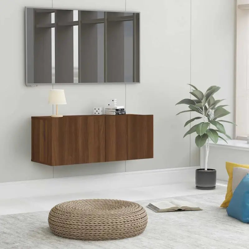 Tv-meubels van bewerkt hout met modern en stevig design - bruin eikenkleur / 1 - Tv-meubels