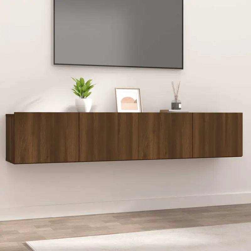 Tv-meubels van bewerkt hout met modern en stevig design - bruin eikenkleur / 2 - Tv-meubels