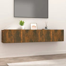 Tv-meubels van bewerkt hout met modern en stevig design - Gerookt eiken / 2 - Tv-meubels