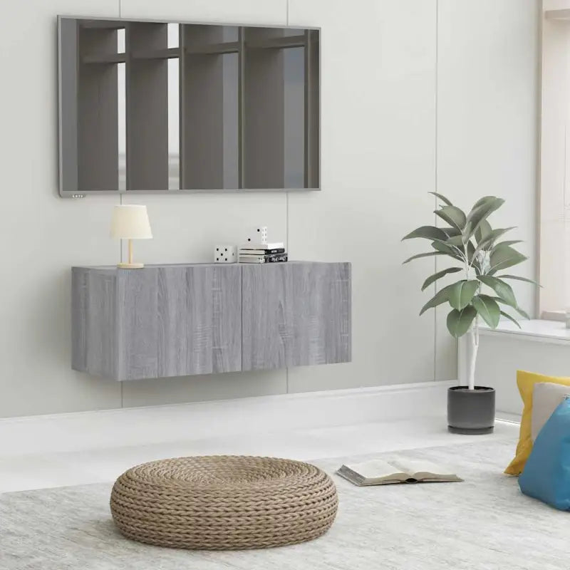 Tv-meubels van bewerkt hout met modern en stevig design - Grijs sonoma / 1 - Tv-meubels