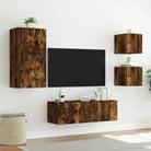 Tv-meubels van bewerkt hout met RGB LED-verlichting in gerookt eiken - Tv-meubels