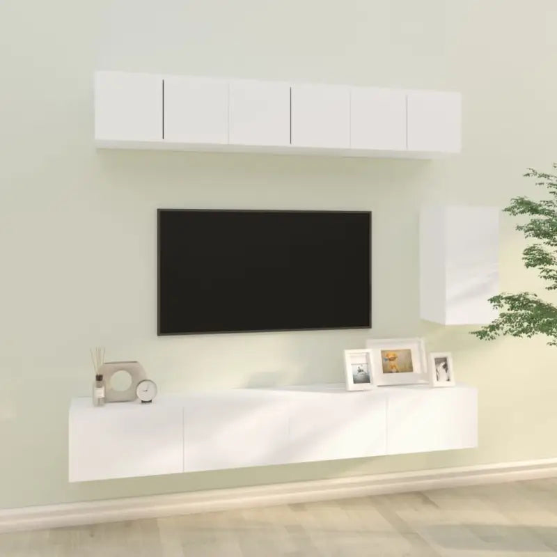 Tv-meubels van bewerkt hout met stijl en stabiliteit - Wit / 6 - Tv-meubels