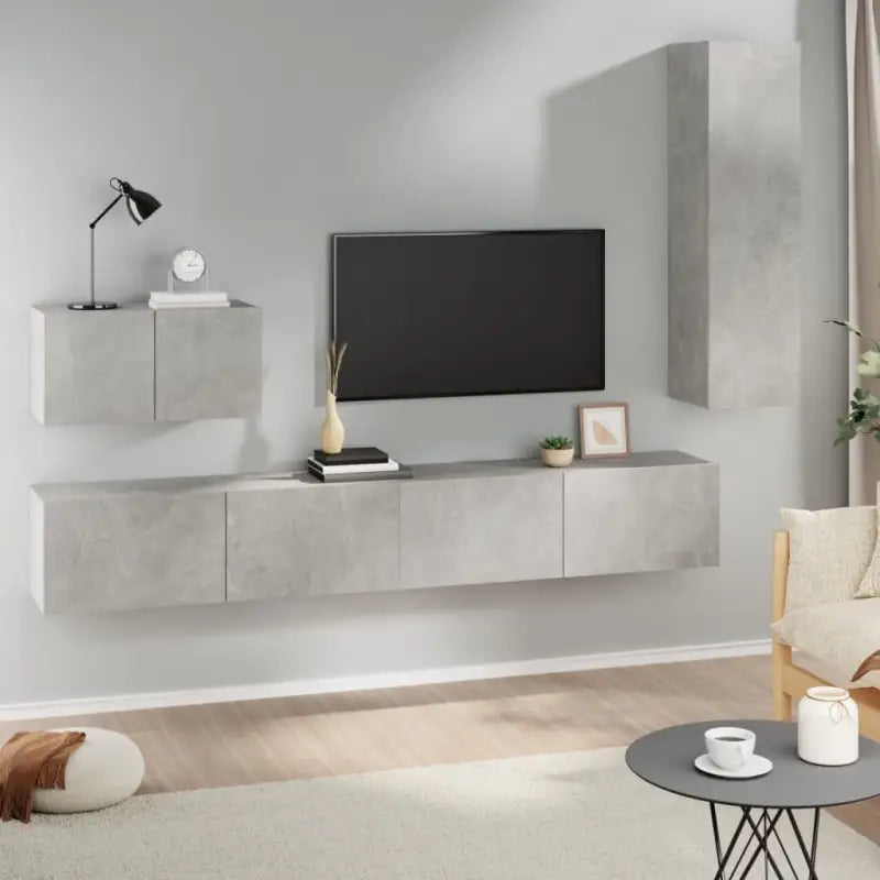Tv-meubels van bewerkt hout met trendy en praktisch ontwerp - Betongrijs / 4 / 110 cm - Tv-meubels