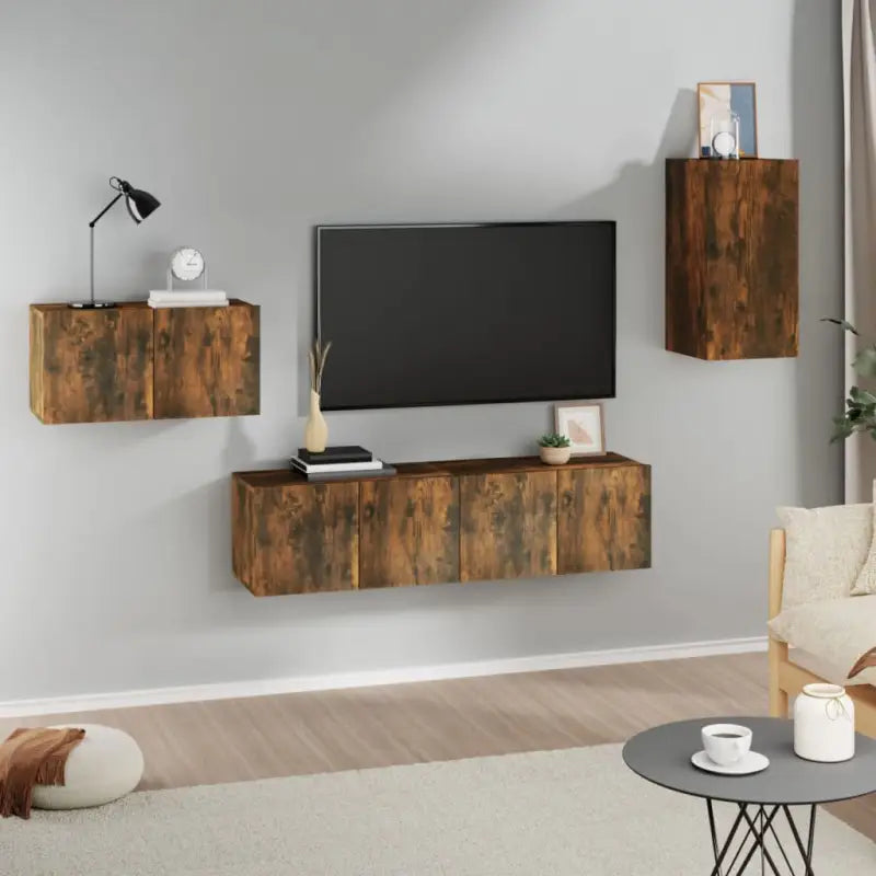 Tv-meubels van bewerkt hout met trendy en praktisch ontwerp - Gerookt eiken / 4 / 60 cm - Tv-meubels