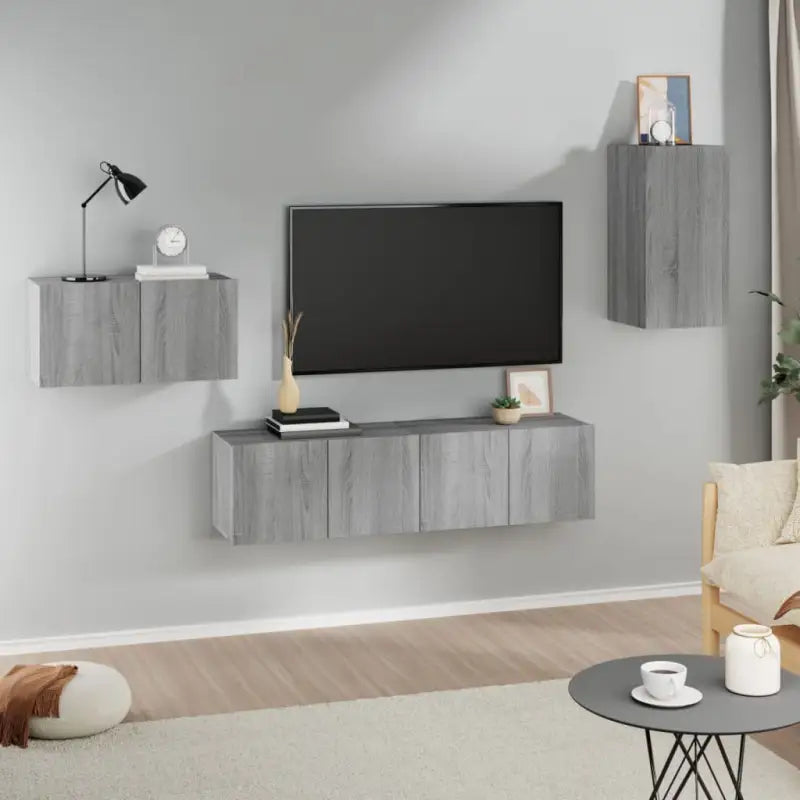 Tv-meubels van bewerkt hout met trendy en praktisch ontwerp - Grijs sonoma / 4 / 60 cm - Tv-meubels
