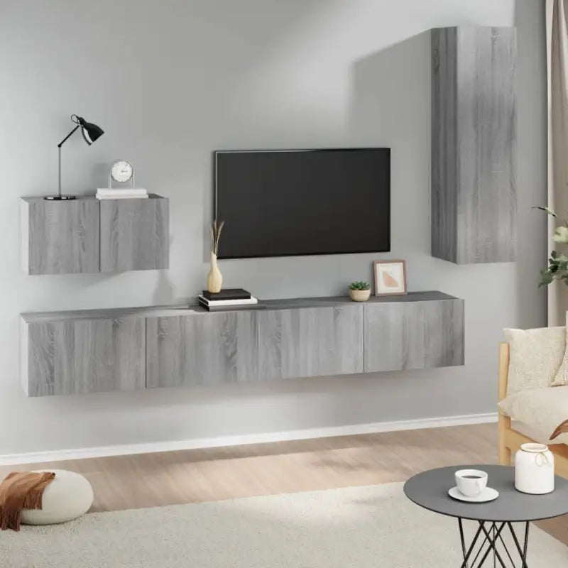 Tv-meubels van bewerkt hout met trendy en praktisch ontwerp - Grijs sonoma / 4 / 110 cm - Tv-meubels