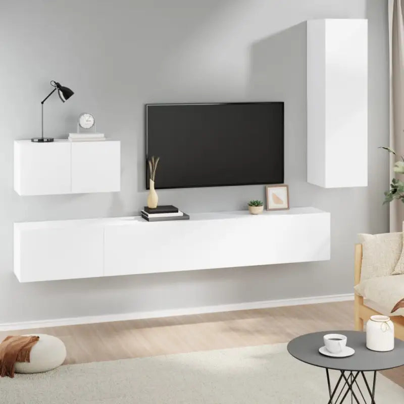 Tv-meubels van bewerkt hout met trendy en praktisch ontwerp - Wit / 4 / 110 cm - Tv-meubels