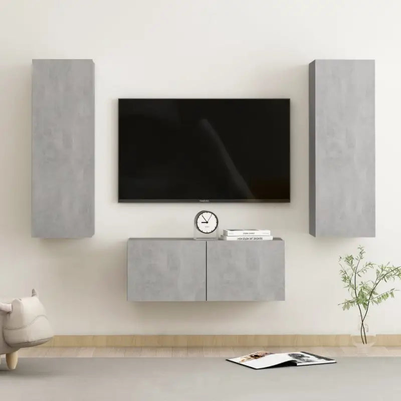 Tv-meubels van bewerkt hout met trendy en praktische design - Betongrijs / 3 / 80 cm - Tv-meubels