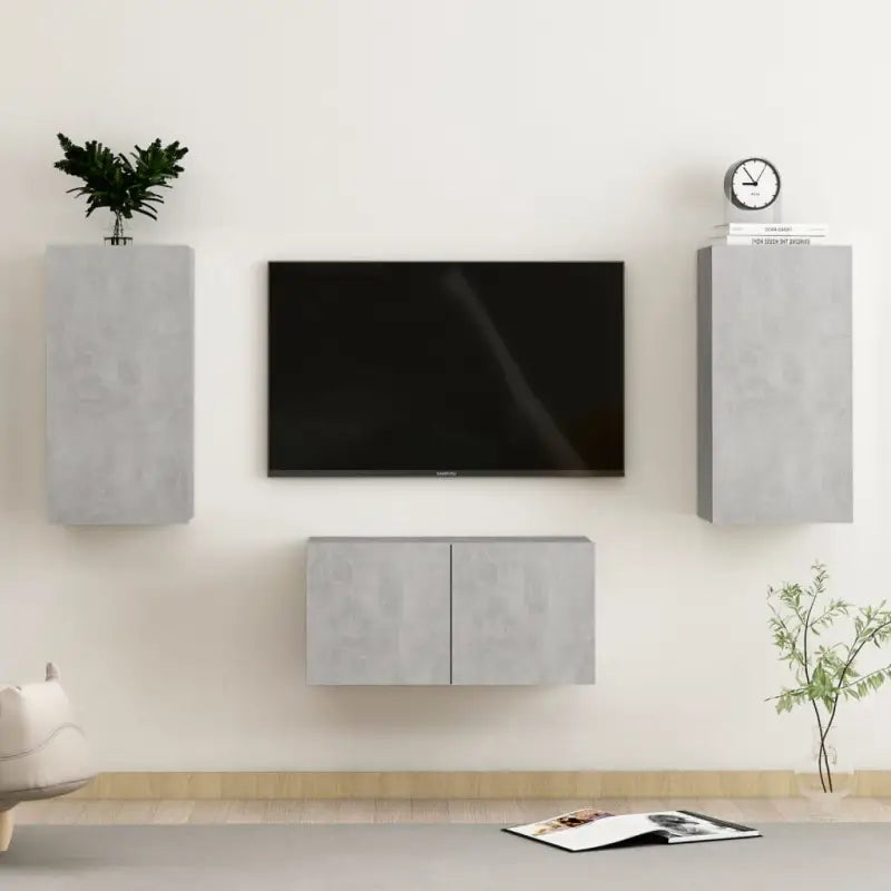 Tv-meubels van bewerkt hout met trendy en praktische design - Betongrijs / 3 / 60 cm - Tv-meubels