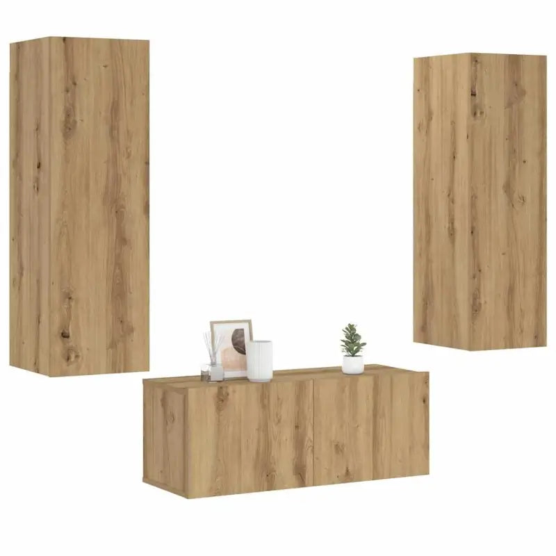 Tv-meubels van bewerkt hout met trendy en praktische design - artisanaal eikenkleurig / 3 / 80 cm - Tv-meubels