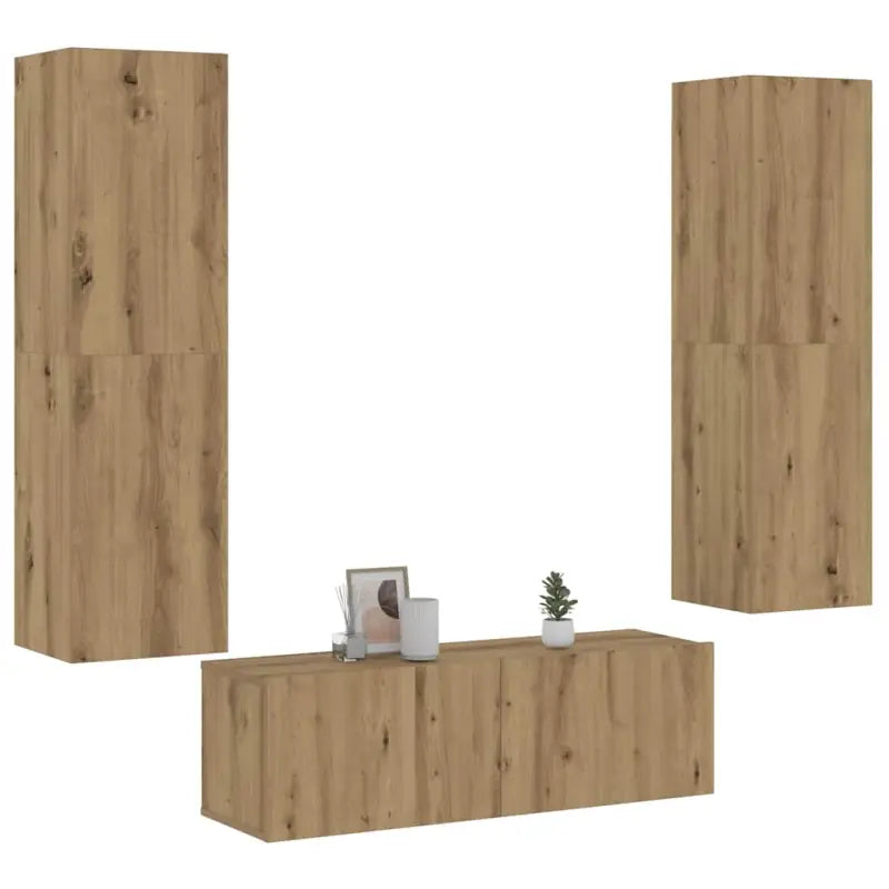 Tv-meubels van bewerkt hout met trendy en praktische design - artisanaal eikenkleurig / 3 / 100 cm - Tv-meubels