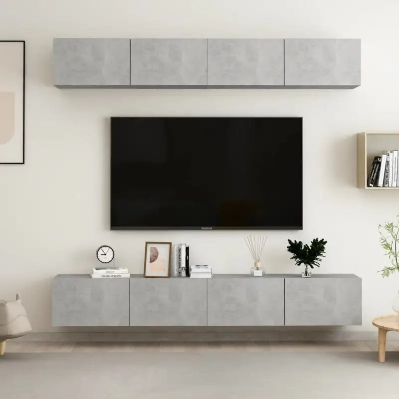 Tv-meubels van bewerkt hout met trendy en praktische design - Betongrijs / 4 / 100 cm - Tv-meubels