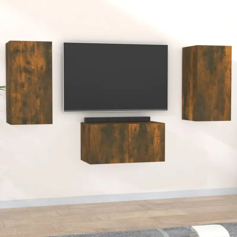Tv-meubels van bewerkt hout met trendy en praktische design - Gerookt eiken / 3 / 60 cm - Tv-meubels
