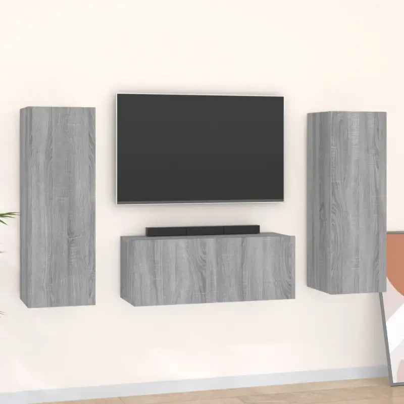 Tv-meubels van bewerkt hout met trendy en praktische design - Grijs sonoma / 3 / 80 cm - Tv-meubels