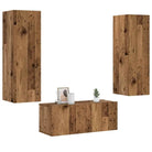 Tv-meubels van bewerkt hout met trendy en praktische design - Oud hout / 3 / 80 cm - Tv-meubels