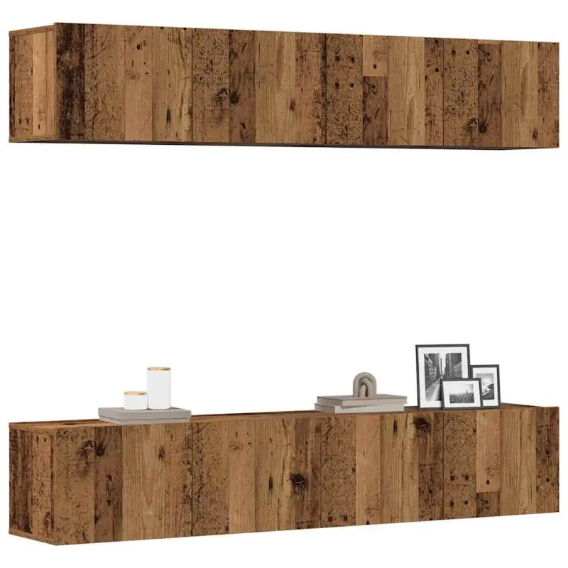 Tv-meubels van bewerkt hout met trendy en praktische design - Oud hout / 4 / 80 cm - Tv-meubels
