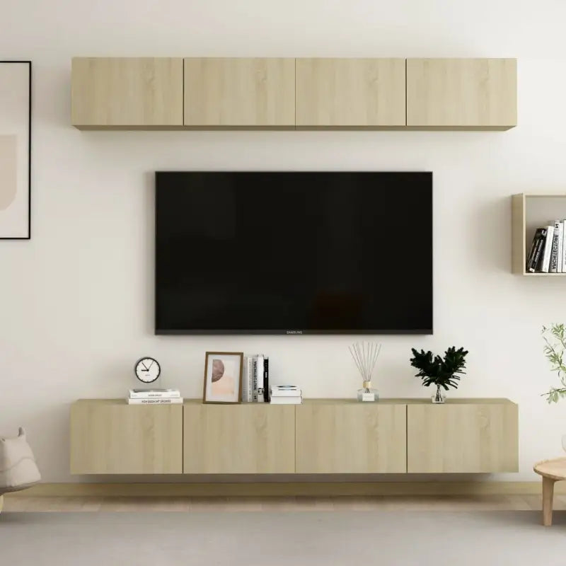 Tv-meubels van bewerkt hout met trendy en praktische design - Sonoma eiken / 4 / 100 cm - Tv-meubels