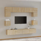 Tv-meubels van bewerkt hout met trendy en praktische design - Sonoma eiken / 8 / 100 cm - Tv-meubels