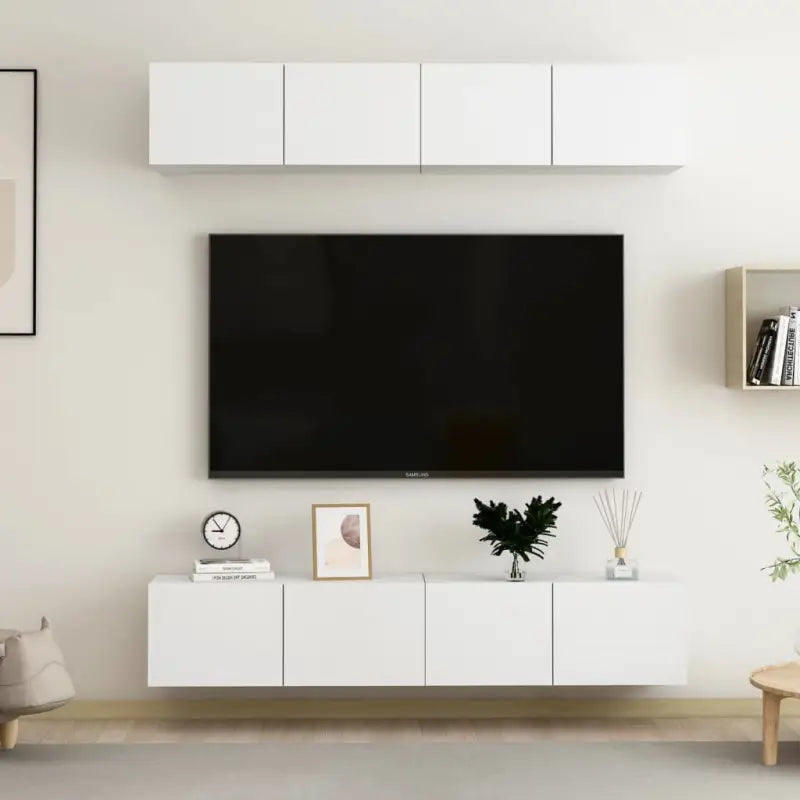 Tv-meubels van bewerkt hout met trendy en praktische design - Wit / 4 / 80 cm - Tv-meubels