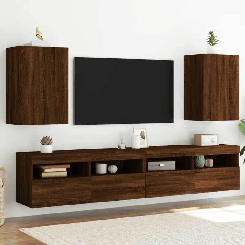Tv-meubels van bewerkt hout voor een ruime en opgeruimde woonkamer - bruin eikenkleur / 2 / 60 cm - Tv-meubels