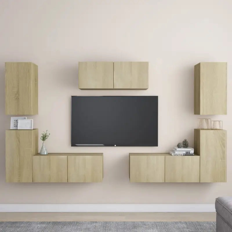 Tv-meubels van bewerkt hout voor een trendy en praktische kameraccent - Sonoma eiken / 1 / 80 cm - Tv-meubels
