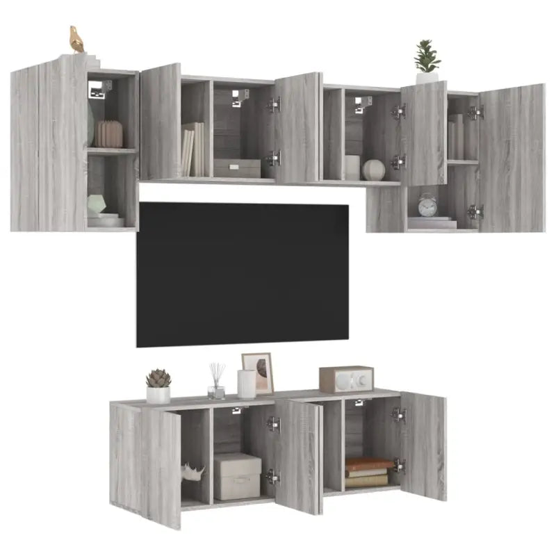 Tv-meubels voor bewerkt hout met hoogwaardig stevig en vochtbestendig materiaal - Grijs sonoma / 1 - Tv-meubels