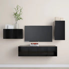 Tv-meubelset in bewerkt hout met opbergruimte en muurbevestiging - Zwart / 1 / 60 cm - Tv-meubels