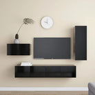 Tv-meubelset in bewerkt hout met opbergruimte en muurbevestiging - Zwart / 1 / 90 cm - Tv-meubels