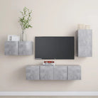 Tv-meubelset in bewerkt hout met opbergruimte en muurbevestiging - Betongrijs / 1 / 60 cm - Tv-meubels