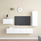 Tv-meubelset in bewerkt hout met opbergruimte en muurbevestiging - Wit / 1 / 90 cm - Tv-meubels