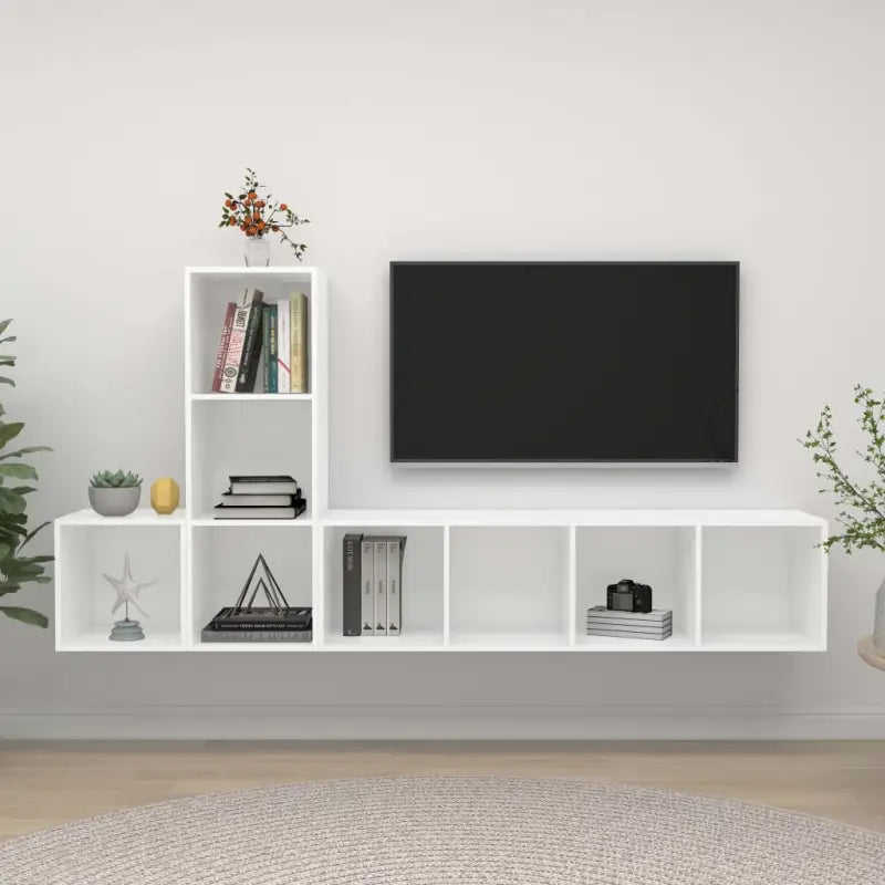 Tv-meubelset met opbergruimte en muurbevestiging - Wit / 1 - Tv-meubels