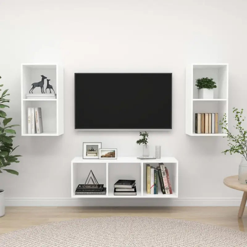 Tv-Meubelset Met Opbergruimte en Wandmontage - Wit / 1 - Tv-meubels
