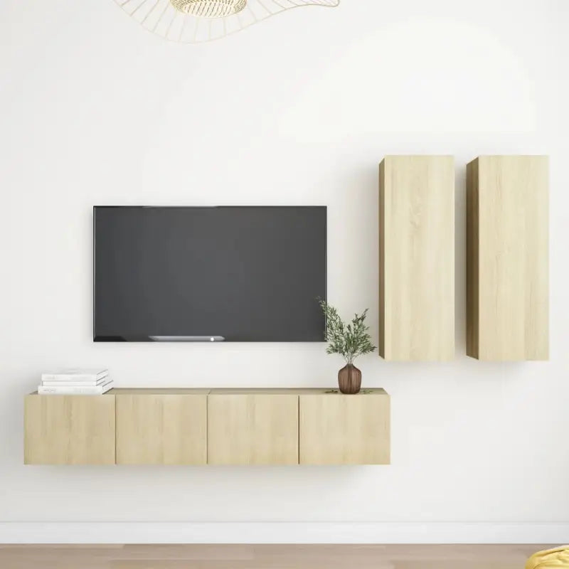 Tv-meubelset met opbergruimte voor een elegante muurbevestiging - Sonoma eiken / 4 / 80 cm - Tv-meubels