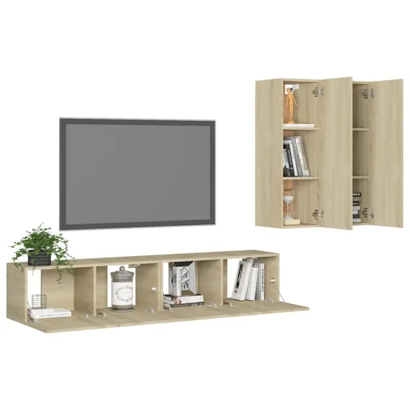 Tv-meubelset met opbergruimte voor een elegante muurbevestiging - Tv-meubels