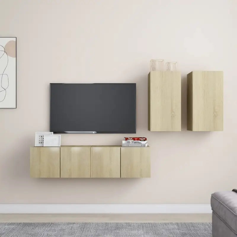 Tv-meubelset met opbergruimte voor een elegante muurbevestiging - Sonoma eiken / 4 / 60 cm - Tv-meubels