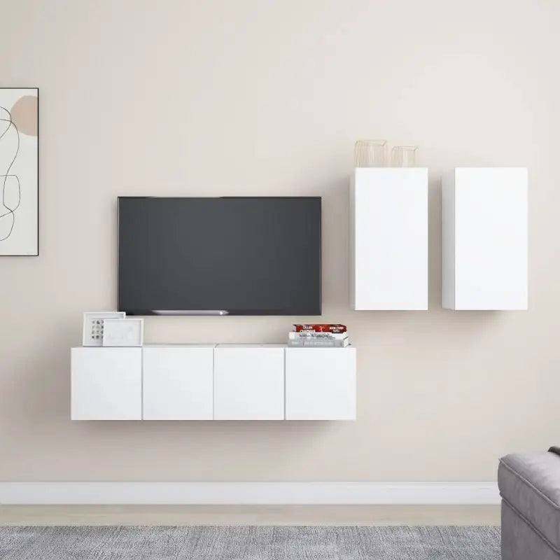 Tv-meubelset met opbergruimte voor een elegante muurbevestiging - Wit / 4 / 60 cm - Tv-meubels