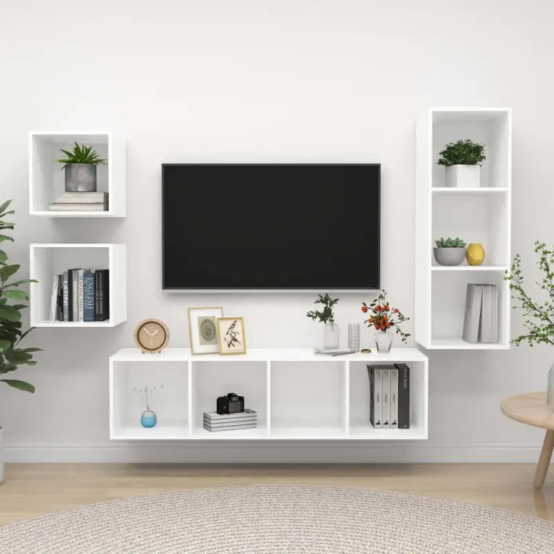 Tv-meubelset met voldoende opbergruimte en muurbevestiging - Wit / 1 - Tv-meubels