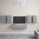 Tv-meubelset van bewerkt hout met opbergruimte en muurbevestiging - Betongrijs / 6 / 60 cm - Tv-meubels