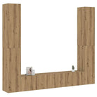 Tv-meubelset van bewerkt hout met opbergruimte en muurbevestiging - artisanaal eikenkleurig / 6 / 90 cm - Tv-meubels