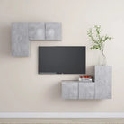 Tv-meubelset van bewerkt hout met opbergruimte en wandmontage - Betongrijs / 4 / 60 cm - Tv-meubels