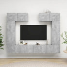 Tv-meubelset van bewerkt hout met opbergruimte en wandmontage - Betongrijs / 6 / 90 cm - Tv-meubels