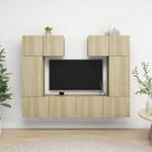 Tv-meubelset van bewerkt hout met opbergruimte en wandmontage - Sonoma eiken / 6 / 60 cm - Tv-meubels