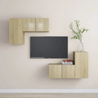 Tv-meubelset van bewerkt hout met opbergruimte en wandmontage - Sonoma eiken / 4 / 60 cm - Tv-meubels