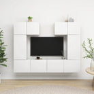 Tv-meubelset van bewerkt hout met opbergruimte en wandmontage - Wit / 6 / 60 cm - Tv-meubels