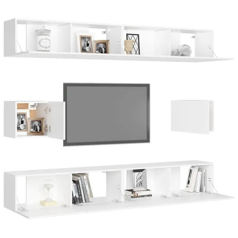 Tv-meubelset van bewerkt hout met opbergruimte voor wandmontage - Tv-meubels