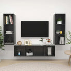 Tv-meubelwand met opbergruimte en muurbevestiging - Hoogglans grijs / 1 - Tv-meubels