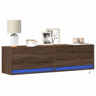 Tv-wandmeubel van bewerkt hout in gerookt eiken voor duurzame installatie - bruin eikenkleur / 1 / 140 cm - Tv-meubels