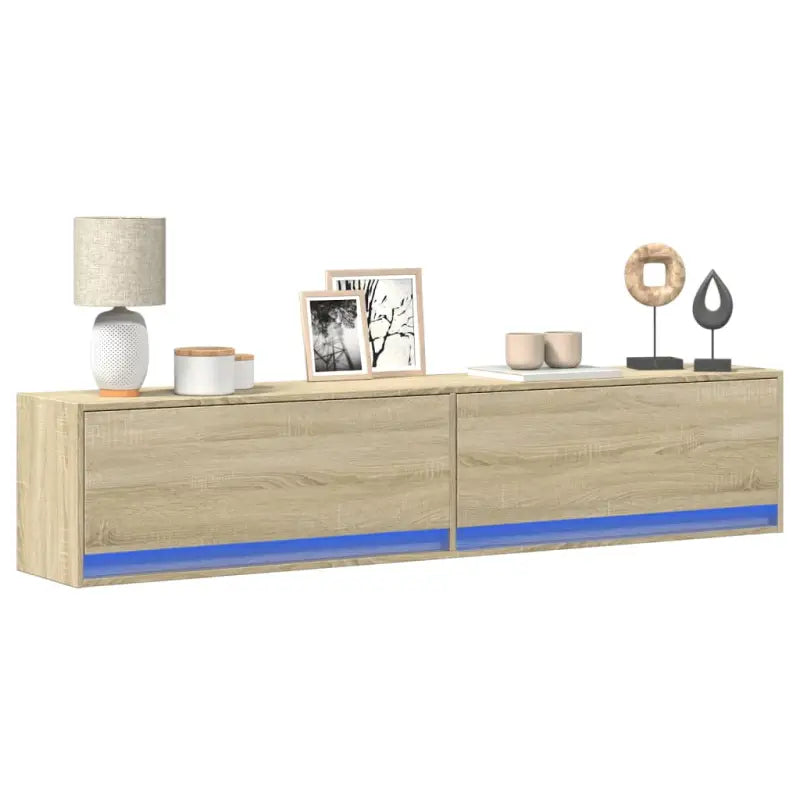 Tv-wandmeubel van bewerkt hout in gerookt eiken voor duurzame installatie - Sonoma eiken / 1 / 180 cm - Tv-meubels