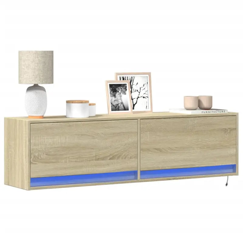 Tv-wandmeubel van bewerkt hout in gerookt eiken voor duurzame installatie - Sonoma eiken / 1 / 140 cm - Tv-meubels